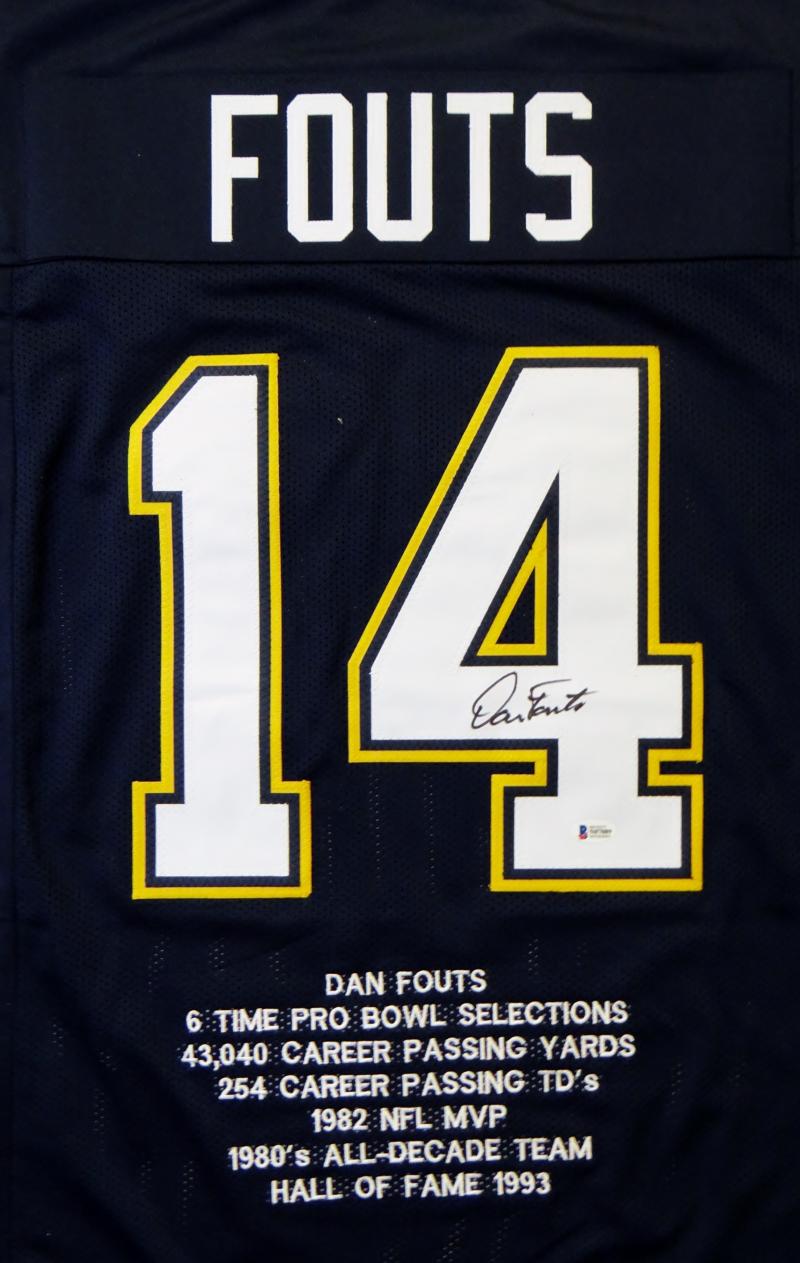 Dan Fouts Autographed Navy Blue Pro Style STAT Jersey- Beckett Authent –  The Jersey Source