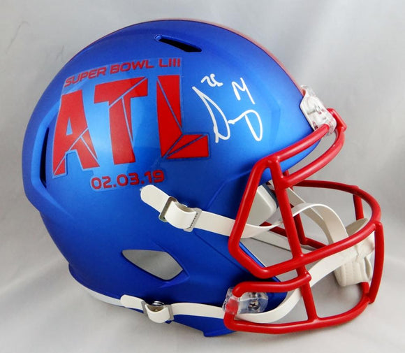 Sony Michel Autographed New England Patriots F/S SB LIII Helmet - Beckett Auth *Silver