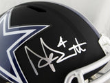 Dak Prescott Autographed Dallas Cowboys F/S Flat Black Helmet- Beckett Auth *Silver