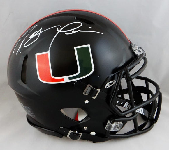 Ray Lewis Autographed Miami Hurricanes Speed Authentic Full Size Helmet- Beckett Auth *White