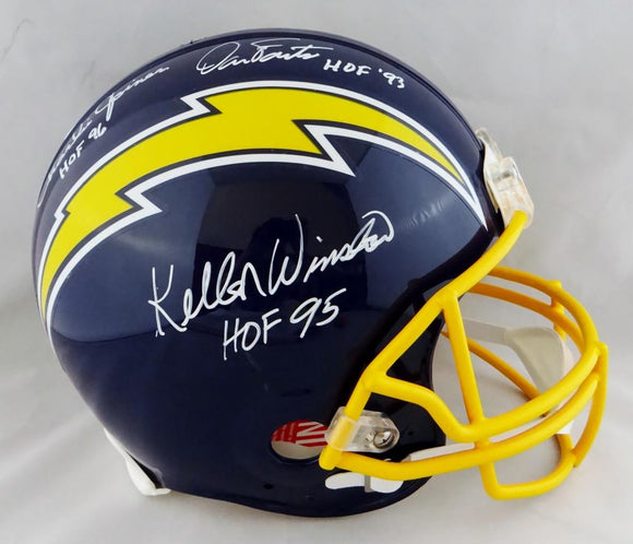 Fouts Joiner Winslow Autographed Chargers F/S Proline Helmet w/ HOF- Beckett W Auth *White