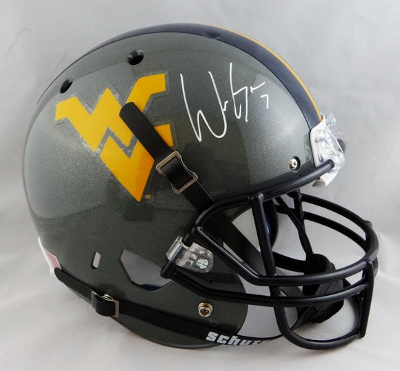 Will Grier Autographed West Virginia Full Size Grey Schutt Helmet - JSA W Auth *White
