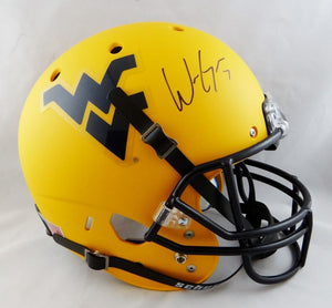 Will Grier Autographed West Virginia Full Size Yellow Schutt Helmet - JSA W Auth *Black