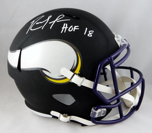 Randy Moss Autographed Minn Vikings F/S Flat Black Helmet w/ HOF- JSA W Auth *White