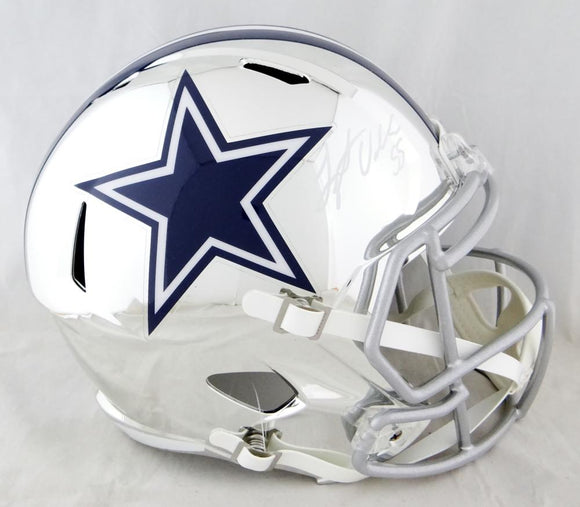 Leighton Vander Esch Autographed Dallas Cowboys F/S Chrome Helmet - Beckett Auth *White