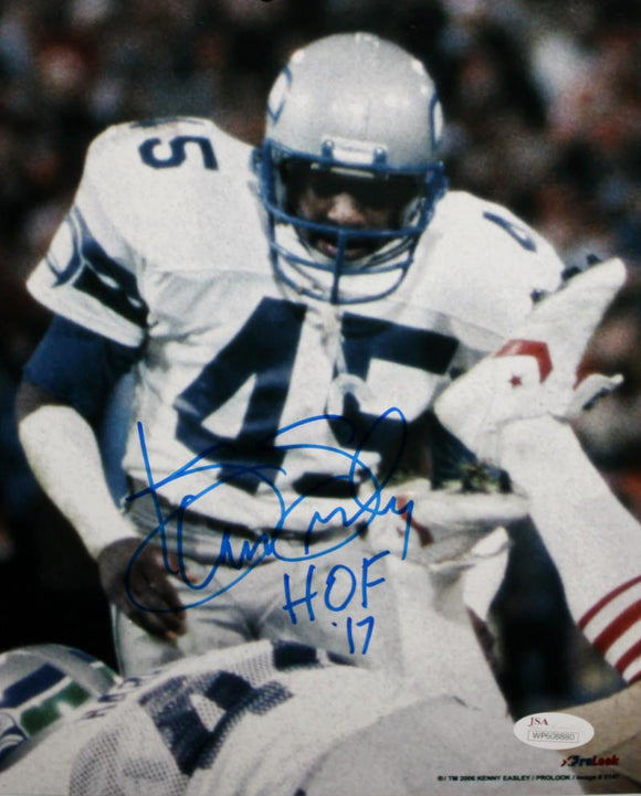 Kenny Easley Autographed Seattle Seahawks 8x10 Photo Close Up w/ HOF- JSA W Auth *Blue