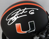 Santana Moss Autographed Miami Hurricanes Black Schutt Mini Helmet- JSA W Auth