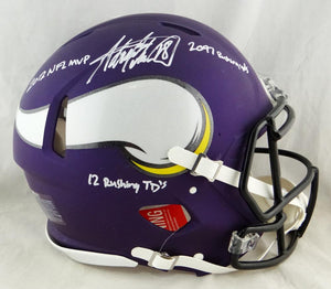 Adrian Peterson Autographed Vikings F/S Speed Authentic Helmet W/3 Insc- Beckett Auth *White