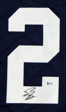 Saquon Barkley Autographed Navy Blue College Style Jersey- Beckett Auth *2