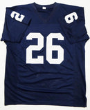 Saquon Barkley Autographed Navy Blue College Style Jersey- Beckett Auth *2