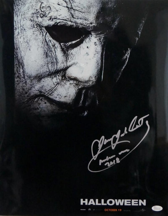 James Jude Courtney Signed 16x20 Halloween Movie Poster W/ Michael Myers 2018-JSA W *Silver
