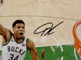 Giannis Antetokounmpo Autographed Bucks 16x20 PF Photo Dunking vs Pelicans-JSA W Auth *Black