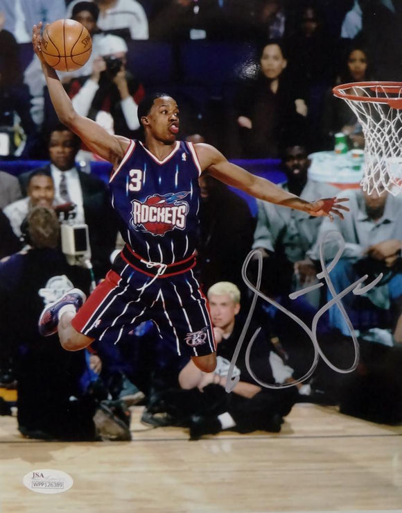 Steve Francis Autographed Rockets 8x10 One Handed Dunk Photo- JSA W Auth *Silver