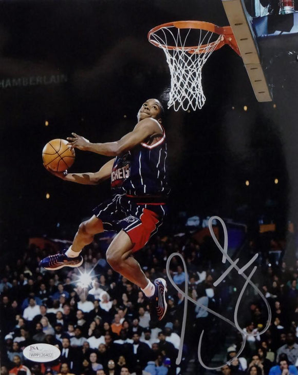 Steve Francis Autographed Rockets 8x10 Two Handed Dunk Photo- JSA W Auth *Silver