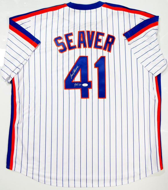 Tom Seaver Autographed New York Mets P/S Majestic Jersey w/ HOF 92
