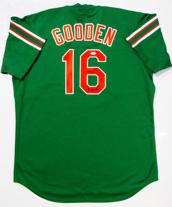 Doc Gooden Signed New York Mets Green Majestic Jersey w/ 86 WS Champs-JSA W Auth