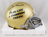 Joe Montana Signed Notre Dame Play Like A Champion Today Mini Helmet-Beckett Auth