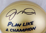 Joe Montana Signed Notre Dame Play Like A Champion Today Mini Helmet-Beckett Auth