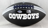 Dak Prescott Autographed Dallas Cowboys Black Logo Football- Beckett Auth *Silver