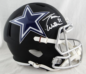 Jason Witten Autographed Dallas Cowboys Full Size Flat Black Helmet- Beckett Auth *Silver