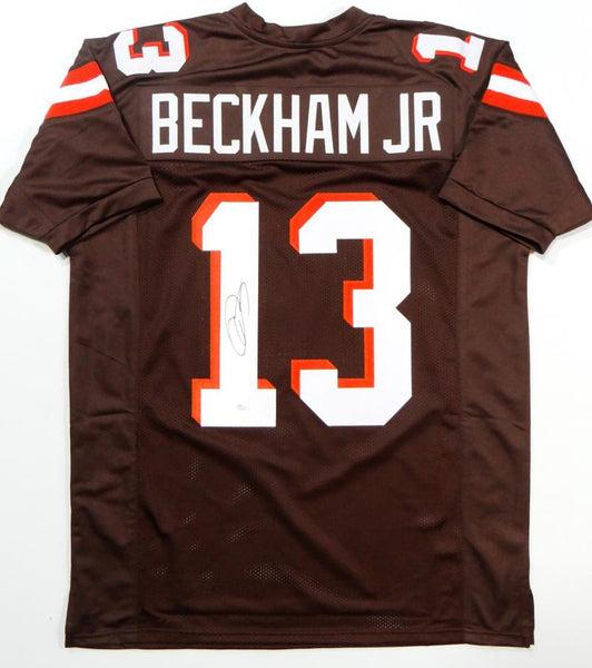 RSA Odell Beckham Jr Autographed Pro Style Custom Football Jersey Orange JSA