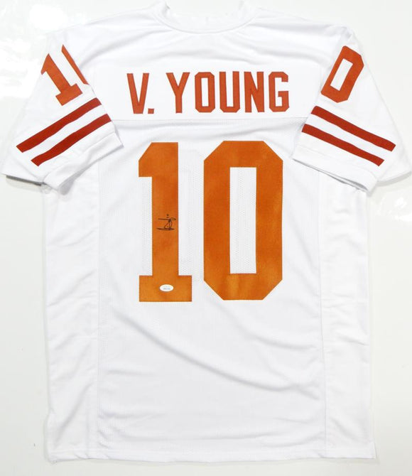 Vince Young Autographed White College Style Jersey- JSA  Authenticated Image 1