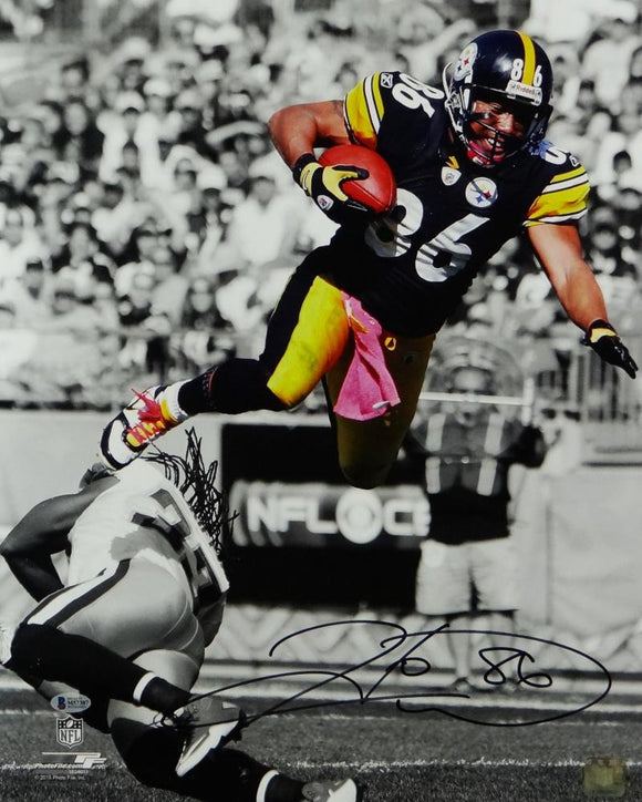 Hines Ward Autographed Steelers 16x20 B&W Spotlight PF Photo- Beckett Auth *Black