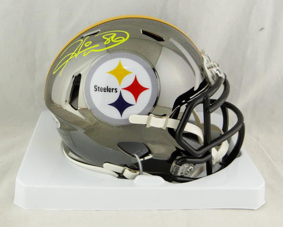 Hines Ward Autographed Pittsburgh Steelers Chrome Mini Helmet- Beckett W Auth *Yellow