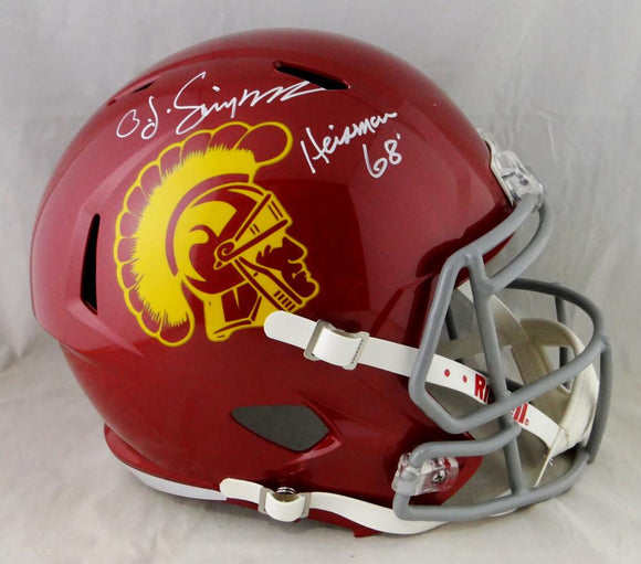 O. J. Simpson Heisman Signed USC Trojans F/S Speed Riddell Helmet- JSA W Auth *White