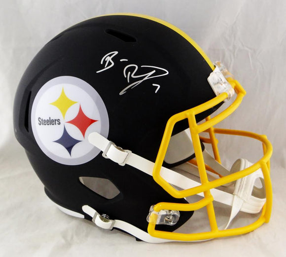 Ben Roethlisberger Autographed Pittsburgh Steelers F/S Flat Black Helmet- Beckett Auth *Silver