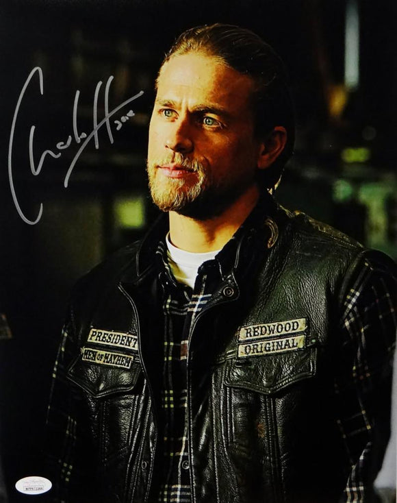 Charlie Hunnam Signed 11x14 Jax Teller in Leather Jacket Photo- JSA W Auth *Vertical