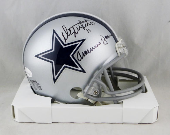 Danny White Autographed Dallas Cowboys Mini Helmet w/ Insc- JSA W Auth *Black