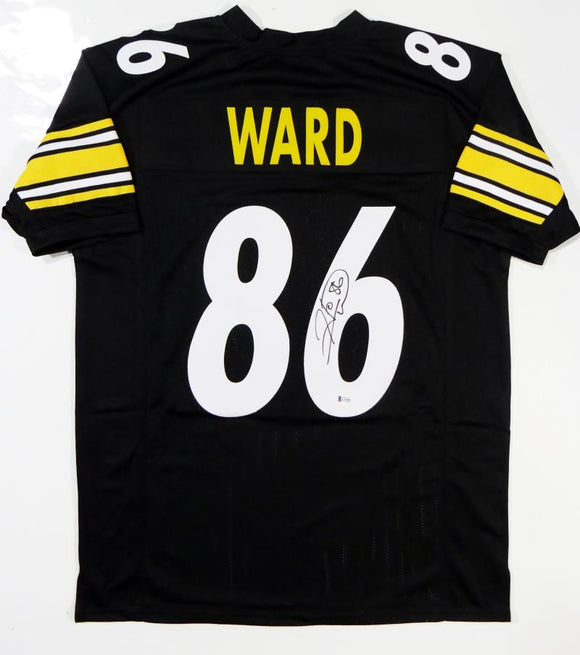 Hines Ward Autographed Black Pro Style Jersey- Beckett Witnessed *6