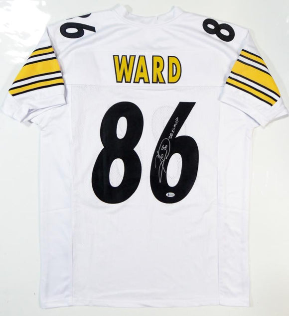 Hines Ward Autographed White Pro Style Jersey with SB MVP - Beckett Witnessed *6
