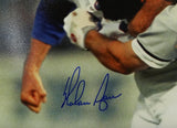 Nolan Ryan Autographed Texas Rangers 11x14 Fighting Photo - AI Verified *Blue