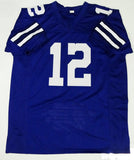 Roger Staubach Autographed Blue Stat4 Pro Style Jersey- Beckett Authenticated