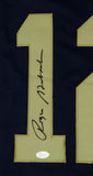 Roger Staubach Autographed Navy Blue College Style STAT Jersey- JSA W Auth