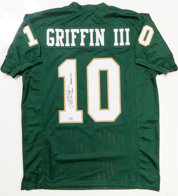 Robert Griffin III Autographed Green College Style Jersey w/ Heisman 2011 - Tristar Auth *Black