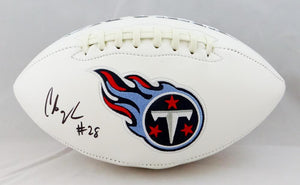 Chris Johnson Autographed Tennessee Titans Logo Football- Beckett Auth *Black