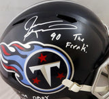 Jevon Kearse Autographed Tennessee Titans F/S Speed Helmet w/ 3 Insc - Beckett Auth *White