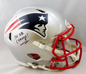 Ty Law Autographed New England Patriots F/S Speed Authentic Helmet w/ 2 Insc- Beckett Auth