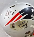 Ty Law Autographed New England Patriots F/S Speed Authentic Helmet w/ 2 Insc- Beckett Auth