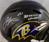 Jamal Lewis Autographed Baltimore Ravens F/S Speed Helmet w/ SB Champs- Beckett Auth *White