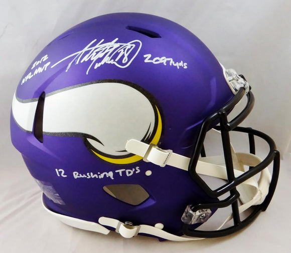 Adrian Peterson Autographed Minnesota Vikings F/S Speed Authentic Helmet w/ 3 Insc- Beckett Auth