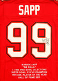 Warren Sapp Autographed Red Pro Style STAT Jersey w/ HOF- JSA W  Auth *R9