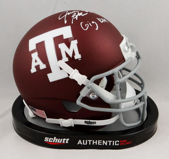 Jace Sternberger Signed Texas A&M Maroon Schutt Mini Helmet w/Gig Em- JSA W Auth *White Image 1