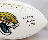 Fred Taylor Autographed Jacksonville Jaguars Logo Football w/ 11,698 Rushing Yards- Beckett Auth *Black
