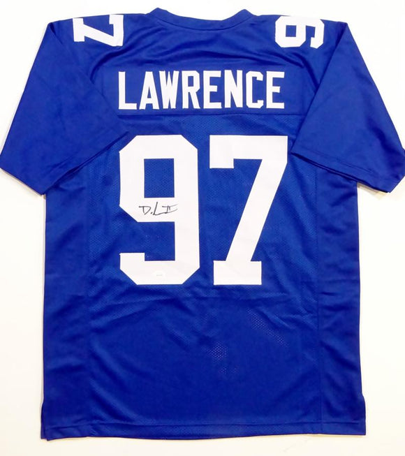 The Jersey Source Dexter Lawrence Autographed Blue Pro Style Jersey- JSA Witnessed Auth *9