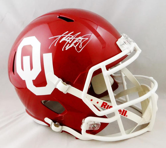 Adrian Peterson Autographed Oklahoma Sooners Full Size Speed Helmet- Beckett Auth *White