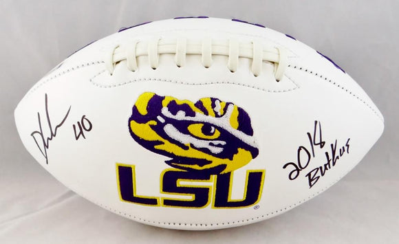 Devin White Autographed LSU Tigers Logo Football w/ 2018 Butkus- Beckett Auth
